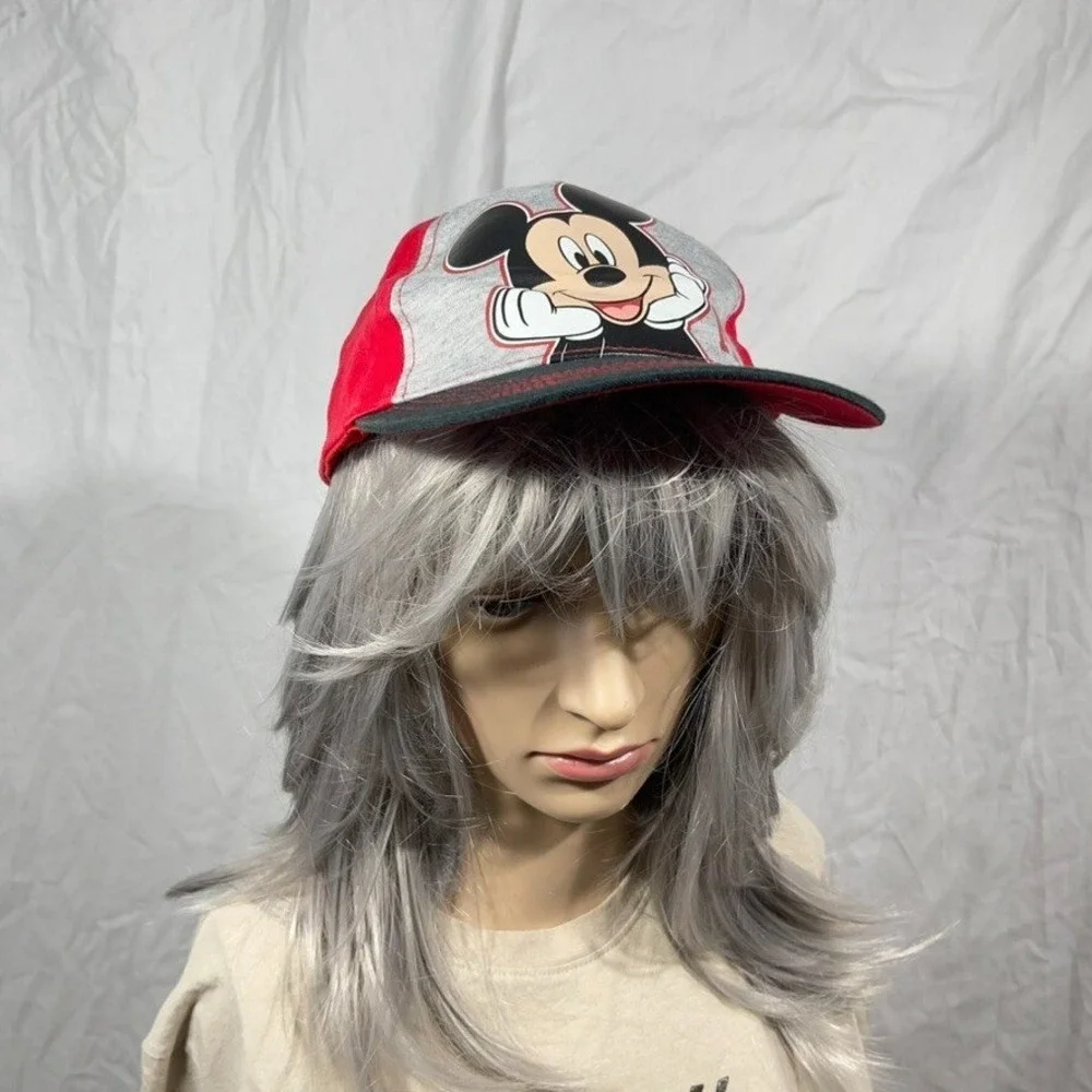 Disney Mickey Mouse Hat Cap Snapback Boys One Size Red Gray Adjustable‎ Cartoon
